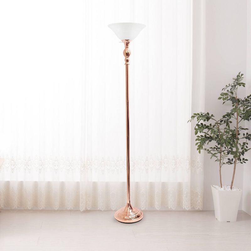 1-Light Torchiere Floor Lamp with Marbleized Glass Shade - Elegant Designs, 6 of 12