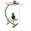 Kings Brand Furniture – Modern Oval Side Table, Dual Shelf Faux Marble Accent Table, Small End Table for Living Room or Bedroom - 3 of 4