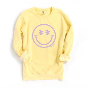 Simply Sage Market S.W.Smiley Smiley Face Outline Puff Print Garment Dyed Sweatshirt - 1 of 4