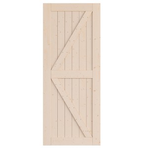 SMARTSTANDARD 84 in. Height K Shape Natural Wood Interior Barn Door (No Hardware Included) - 1 of 4