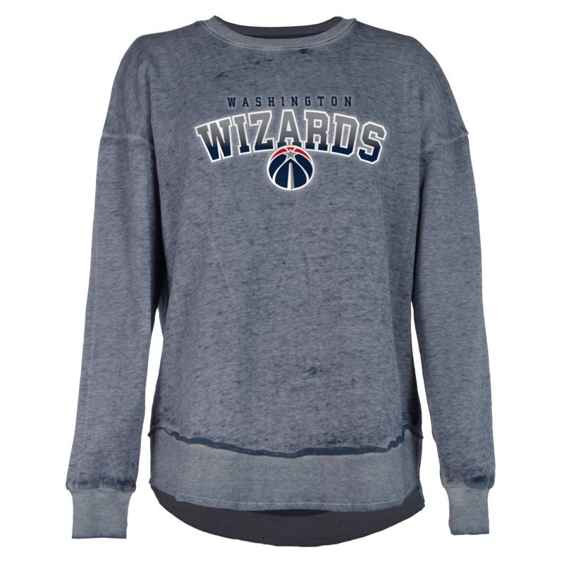 NBA Washington Wizards Women&#39;s Ombre Arch Print Burnout Crew Neck Fleece Sweatshirt, 1 of 5