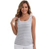 INSPIRE CHIC Women's Buckled Straps Breastfeeding Maternity U-Neck with Padded Loose Fit Longline Striped Tank Top - 4 of 4