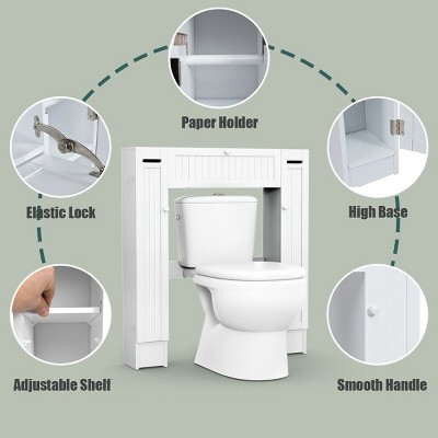 White MDF Over-the-Toilet Storage Cabinet with Adjustable Shelves