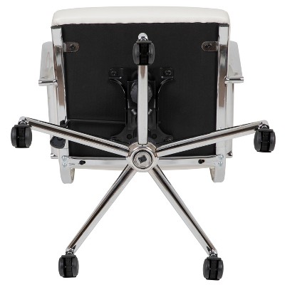 Exquisite White LeatherSoft & Chrome High-Back Executive Swivel Chair