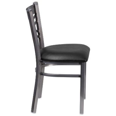 Black Metal Cross Back Side Chair with Vinyl Seat