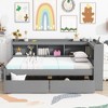 Twin Size Daybed with L-Shaped Bookcases, USB Charging Ports, Power Outlets and 2 Storage Drawers, Wood Platform Bed Frame -ModernLuxe - 2 of 4