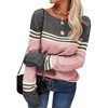 Imily Bela Women's Spring and Autumn Fashion Sweater, Color-Block Lightweight Striped Round Neck Trendy Pullover for Winter - 3 of 4