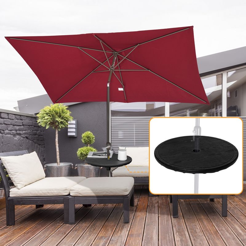 Outsunny 20" Umbrella Table Tray Portable Round Table Top for Beach, Patio, Garden, Swimming Pool, Deck, Black, 3 of 7