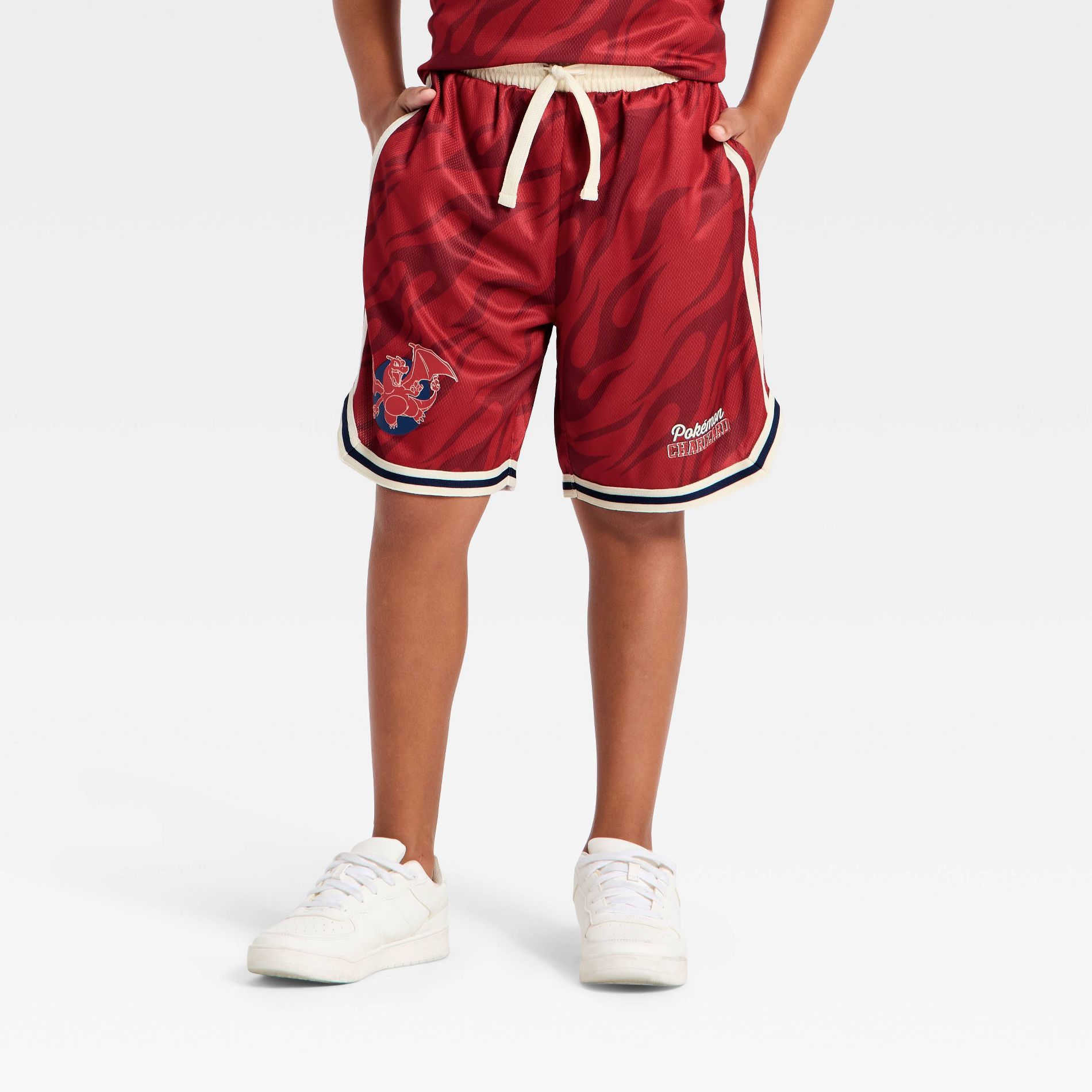 Boys' Pokemon Charizard Basketball Mesh Shorts - Red/Cream