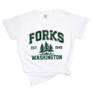 Forks Washington Distressed - Women's Garment Dyed Graphic T-Shirt - 1 of 4