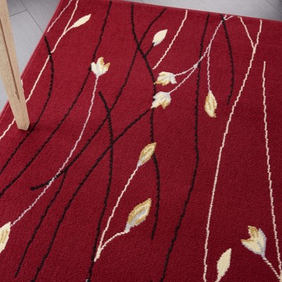 Handmade Red Floral Rectangular Synthetic 5' x 7' Area Rug