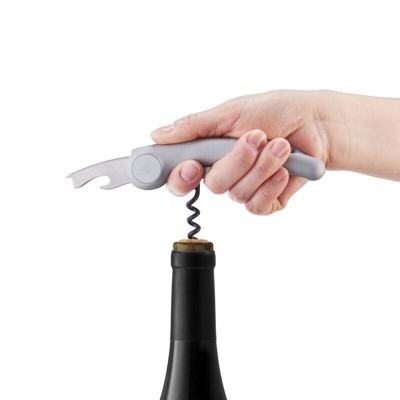 Compact White Magnetic Waiter's Corkscrew with Foil Cutter