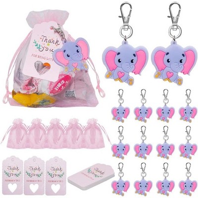 30 Baby Shower Sets, Return Gifts for Guests, Baby Shower Decorations Including Baby Elephant Keychains for Baby Shower Party