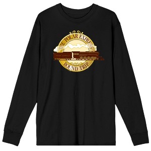 Polar Express Round Trip Train Token Men's Black Long Sleeve Shirt - 1 of 2