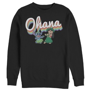 Men's Lilo & Stitch Rainbow Ohana Hula Dance Sweatshirt - 1 of 4