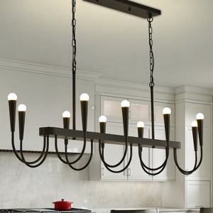 BAOURE 14-Light Gold Industrial Chandelier - 78.74" Rustic Kitchen Island Lighting-  Farmhouse Linear Chandeliers for Large Kitchen Islands & Dining - 1 of 4
