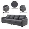 104" Linen Fabric Armrest 4-Seater Sofa with Side Storage Pockets and 4 Pillows - 2 of 4