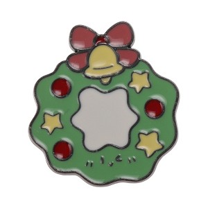 Unique Bargains Christmas Brooches Series Alloy Dripping Wax Red Green 0.98"x1.06" 1 Pc - 1 of 4