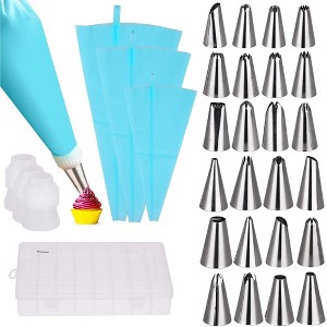 Cheer Collection 30-Piece Cake Decorating Kit with 24 High Quality Stainless Steel Tips, Reusable Pastry Bags, Couplers & Storage Case - 1 of 4