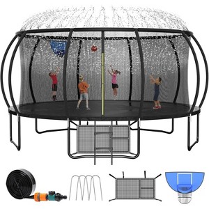 Zevemomo 16FT Pumpkin Trampoline with Safety Net & Ladder, Coated Metal Frame, ASTM Certified for Kids & Adults, Large Outdoor Backyard Trampoline - 1 of 4