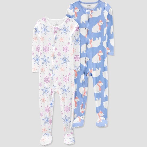 Carter's Just One You®️ Toddler Girls' 2pk Snowflakes And Polar Bears  Footed Pajama - White/blue 5t : Target