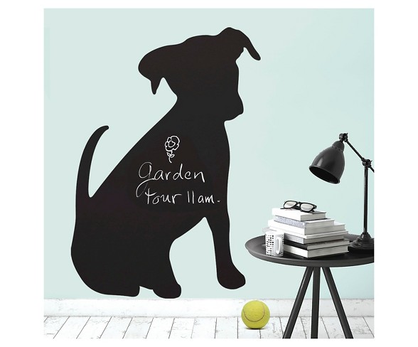 Puppy Chalkboard Peel & Stick Wall Decal Black 1 Sheet - Wallies&#174;