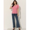 INSPIRE CHIC Women's Plaid Gingham Puff Sleeve Ruffle Peter Pan Collar Shirt - 4 of 4