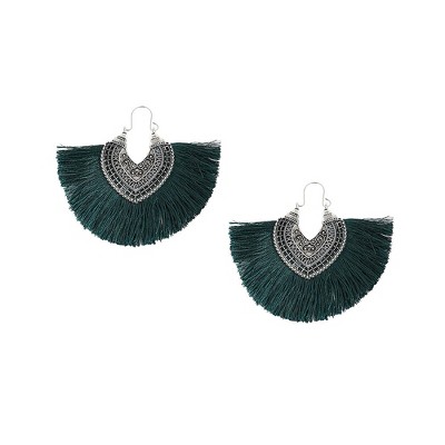 SOHI Women's Gold Tassel Hoop Earrings