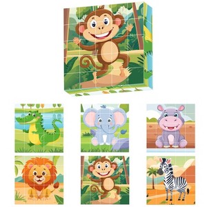 Contixo ST10 Magnetic Building Blocks, 25-Piece Jungle Animal Puzzle Cube, Set of 6 Puzzles in One STEM Learning Toy Gift for Kids Girls Boys Ages 3+ - 1 of 4