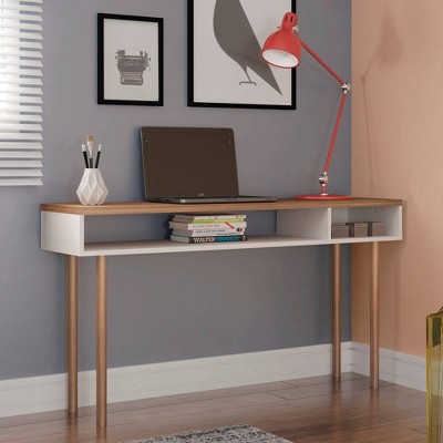 Windsor 48" Off White and Natural Wood Console Table with Storage
