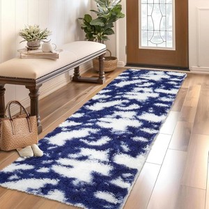 GustoWave Indoor Modern Abstract Rug for Hallways Living Room Patio Decor, Blue - 1 of 4