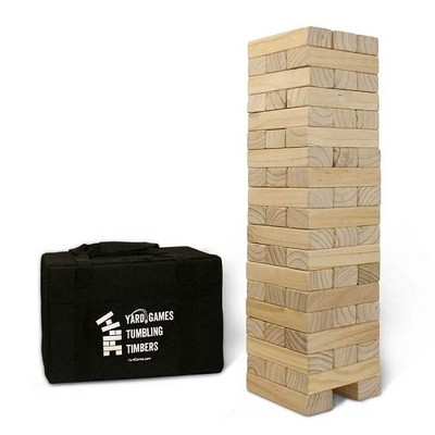 YardGames Giant Tumbling Timbers Wood Stacking Game with 56 Natural Pine Blocks