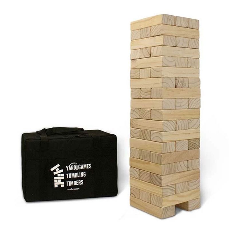 YardGames Giant Indoor and Outdoor Tumbling Timbers Wood Stacking Game with 56 Natural Pine Blocks, For Children 8 Years and Up (2 Pack), 3 of 8
