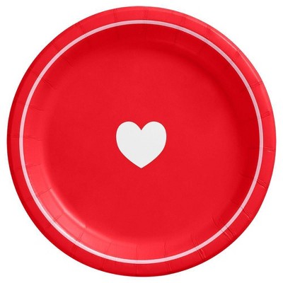 Valentine's Day Heart Red/White Disposable Snack Plates 6.75"-20ct - Spritz™