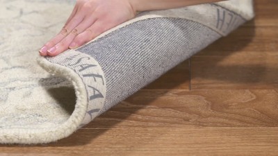 Ivory Navy Hand-Tufted Wool 5' Square Area Rug