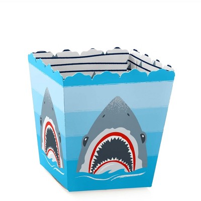 Big Dot of Happiness Shark Zone - Party Mini Favor Boxes - Jawsome Shark Viewing Week Party or Birthday Party Treat Candy Boxes - Set of 12