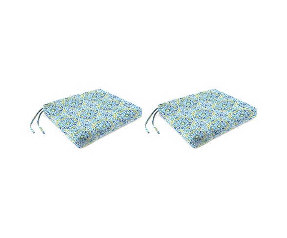 Outdoor Set Of 2 French Edge Seat Cushions In ReIna Capri - Jordan Manufacturing