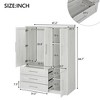 4 Door Wardrobe Armoire Closet with 3 Drawers, White - 3 of 3