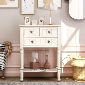 Narrow Console Table, 24" Entryway Table with 3 Storage Drawers and Bottom Shelf for Entryway, Living Room, Hallway, Bedroom, Dining Room - 1 of 4