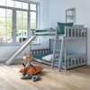 Infans Twin over Twin Bunk Wooden Low Bed with Slide Ladder for Kids Grey - 3 of 4