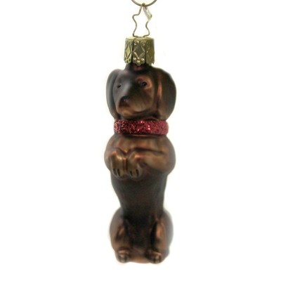 Inge Glas 3.75" Dachshund. Hot Dog Pet Long Body  -  Tree Ornaments