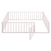 Queen Size Metal Floor Bed Frame with Fence and Door - 4 of 4