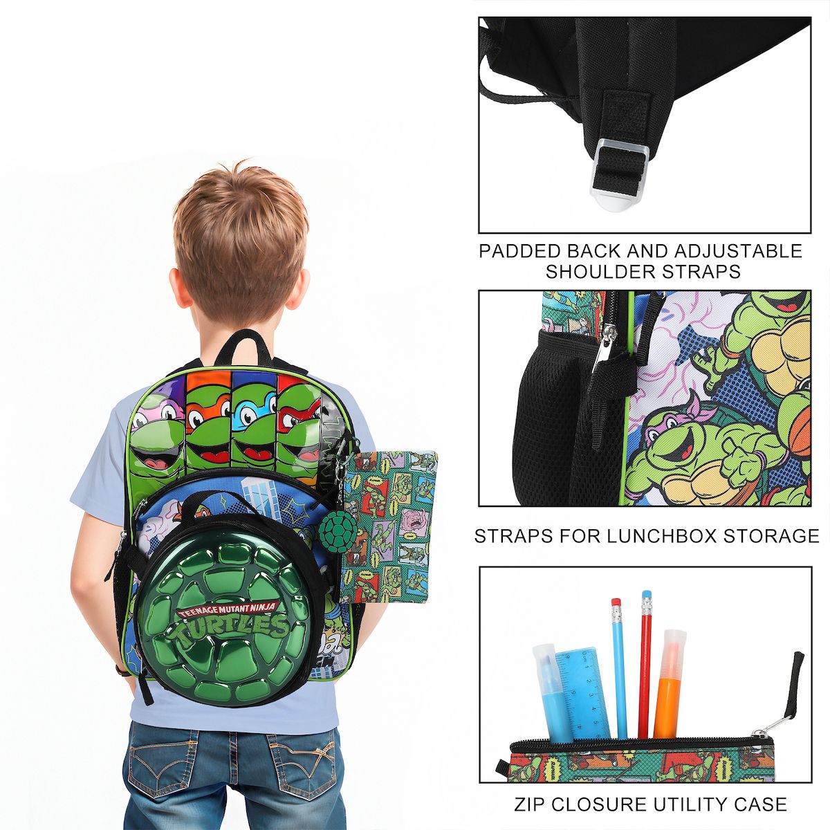 TMNT Classic 5-Piece 16" Backpack And Lunch Set For School & Travel - thumbnail 4