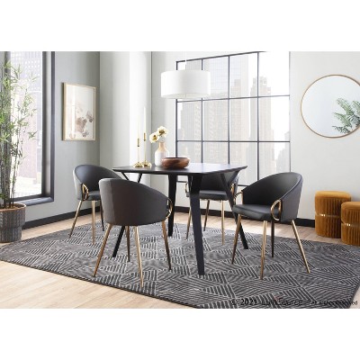 38" Black Wood Mid-Century Modern Dining Table