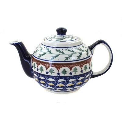 Blue Rose Polish Pottery Evergreen Medium Teapot