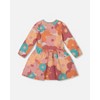 Deux par Deux Girl Organic Cotton Dress with Coral Flowers - 3 of 4
