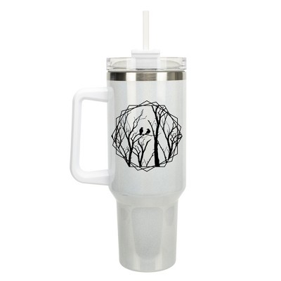 Elanze Designs Birds Resting on Tree Branches Wrap-Around 40 Oz. Stainless Steel Water Bottle Coffee Mug, Spill & Leak Resistant, Travel Tumbler with