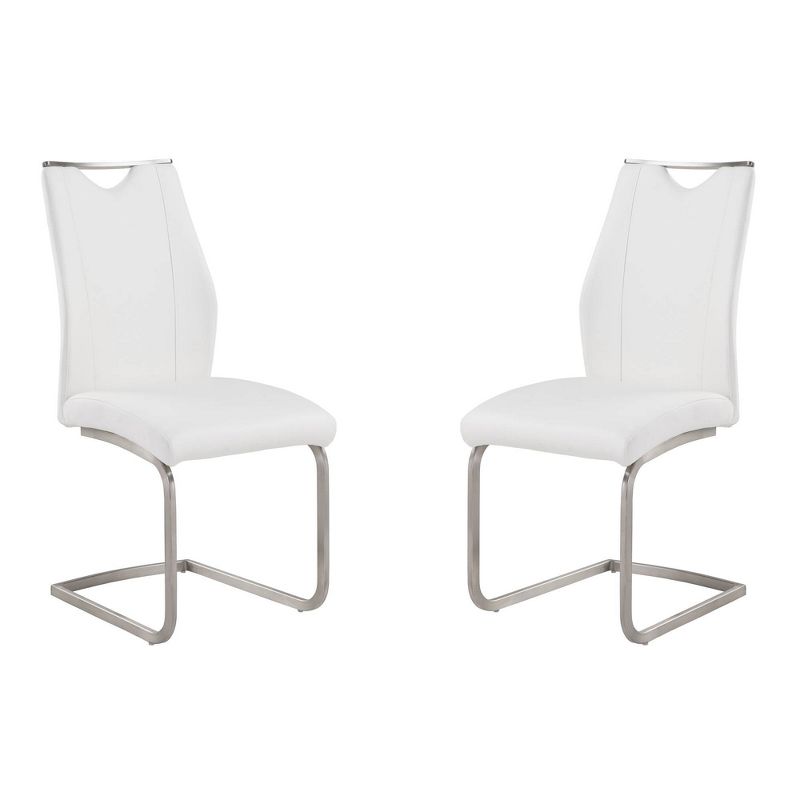 Set of 2 Evelyn Dining Chair White/Steel Finish - Armen Living, 1 of 5
