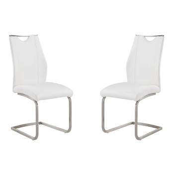 Set of 2 Evelyn Dining Chair White/Steel Finish - Armen Living