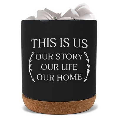 Elanze Designs This Is Us Black X-Large Cork Bottom, Kitchen Counter, Ceramic Stoneware, Coffee, Tea and Hot Chocolate, Machine Brewing, K Capsule Pod
